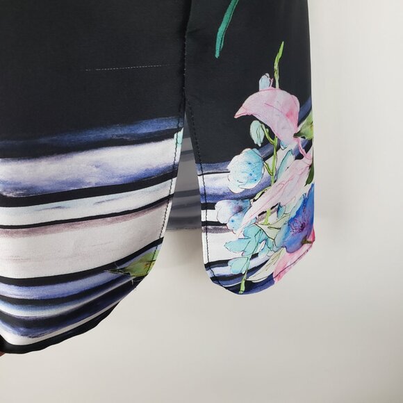 Rickie Freeman For Teri Jon Twill Floral Print Shift Dress Black Multi Size 12 - Picture 5 of 8